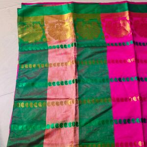 Beautiful Rose Colour Cotton Silk Saree