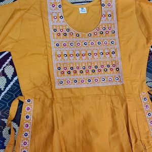 Nyra Cut Kurta Set IN Pretty Mustard Color