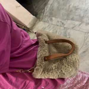 Brown Fluffy Sling Bag