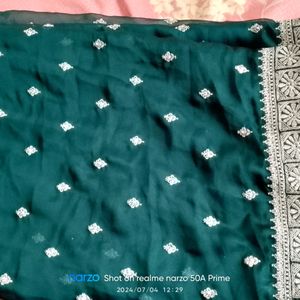 Fancy Saree With Stitch Blouse