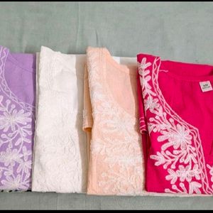 Set Of 5 Short Chikenkari Kurtis