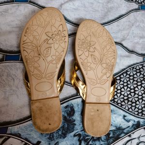 Golden Flat Chappal