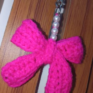 Hop Pink Pearl Bow Keychain🌷