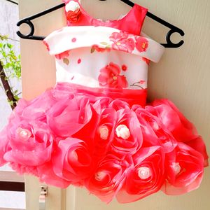 Cutedoll Pink Off-Shoulder Kids Party Frock Dress