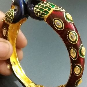 Adjustable Enamelled Peacock Bangle