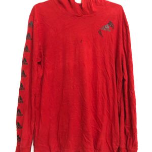 Adidas Red Long Sleeve Cotton Hoodie