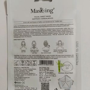 Masking Facial Sheet Mask -Saffron And Sandalwood