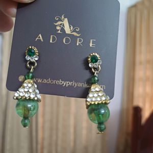 2 Green Beaded Earrings