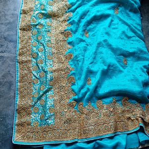 Blue Coloured Partywear Heavy Saree