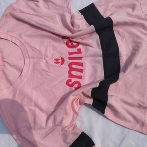 Cute Pink Girls crop Top With Baggy Sleeves