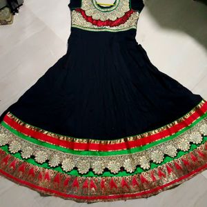 Black Embroidered Anarkali Kurti