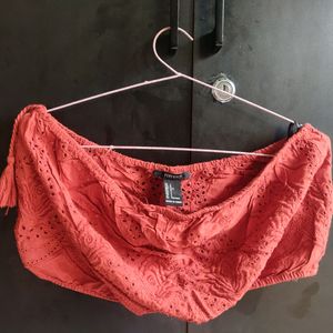 Cotton Crocheted Red Tube Top