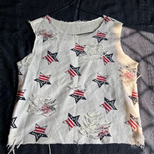 Distressed Sleeveless Top