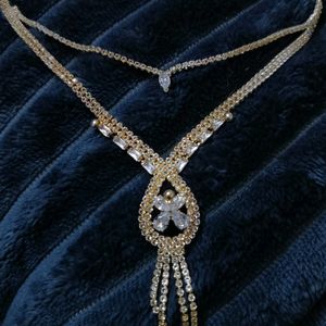 Double Layered Diamond Stone Necklace