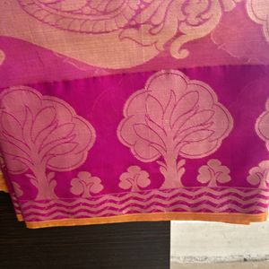 Magenta Kota Doria Saree