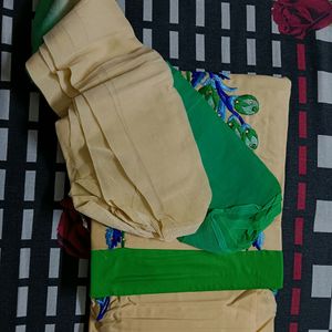 Beautiful Vanilla And Green Colour Kurti