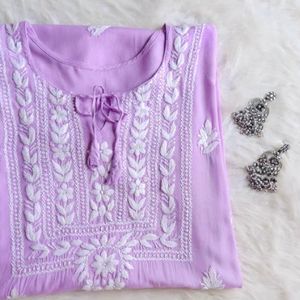 Lavendar Chikankari Kurta- Premium