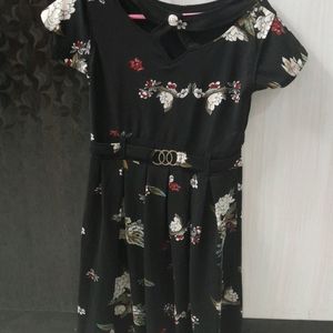 Black floral Midi Dress