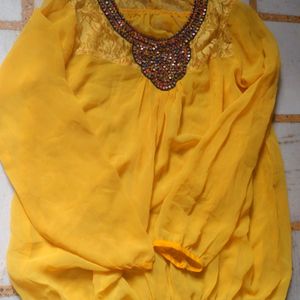 Boho Beautiful  Yellow Top With Beads Work