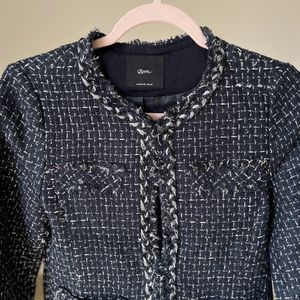 ROEM Navy Blue Tweed Elegant Blazer