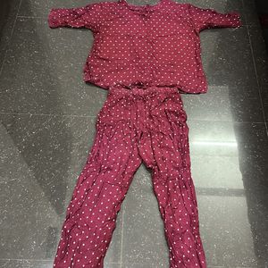 MAROON COLOUR NIGHT SUIT