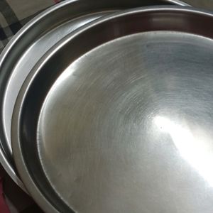 Stainless Steel 2 Thali & 6 Ceramic Bowl