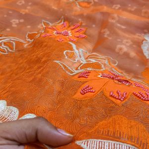 Reduced Price Orange ORGANZA SAREE🧡