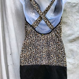 I. SEXY CHEETAH PRINT COWL NECK BODYCON