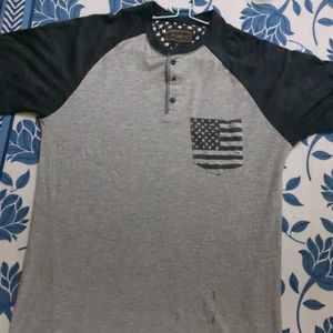 US FLAG AND STARS T SHIRT WITH POCKET