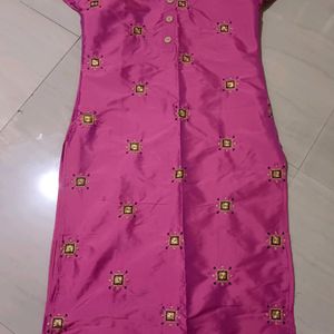 Rose Pink Kurti With Embroidery Design 🩷