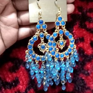 Big Ring Blue Colour Earrings