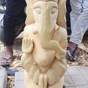 Lord Ganesha Statue Wooden Work