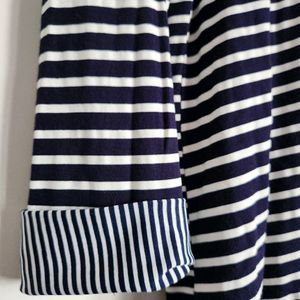 Blue And White Striped Full sleeves Top