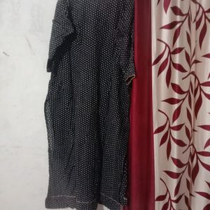 Black polka dot kurta