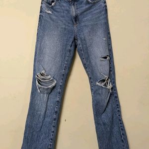 Ribbed Straight Fit Jeans