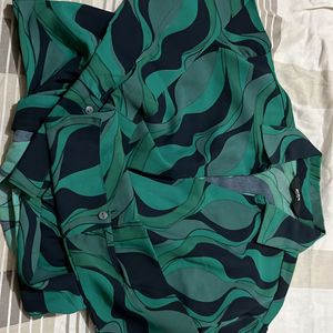 Green Color Shirt Style Top