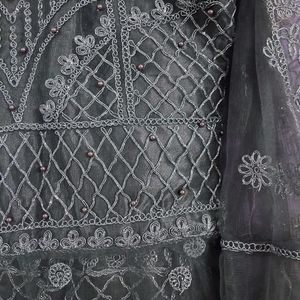 Pakistani Shimmery Peplum Top Sharara Dupatta Set