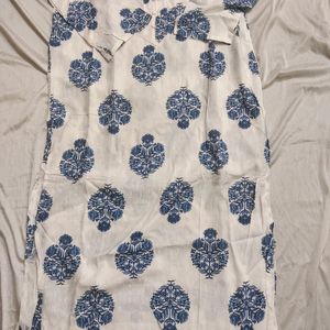 Printed Blue In White Kurti