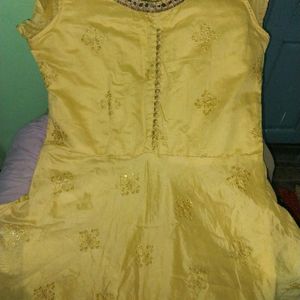 Ethnic Haldi Gown/ Cotton Silk