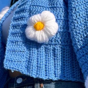 Pinteresty Sky Blue Gianty Daisy Cardigan