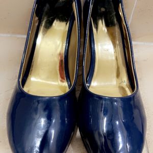 Blue Solid Heels