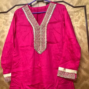 ARani Pink Embellished Kurta New