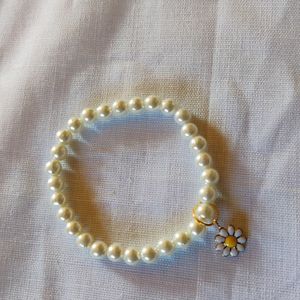 White Pearl Bracelet with Charm