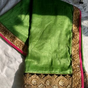 Heavy Work Parrot Green Saree