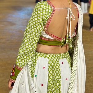 Green and White Chaniya Choli