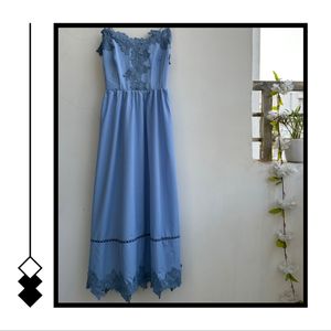 Contrast Lace Cami Dress XL Blue