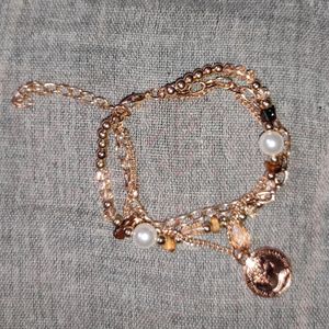 Crystal Gold plated triple layer bracelet