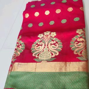 Banarsi Silk Saree With Stitched Blouse