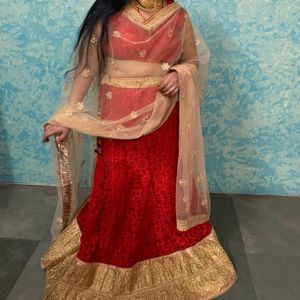 Red And Golden Lehenga Choli