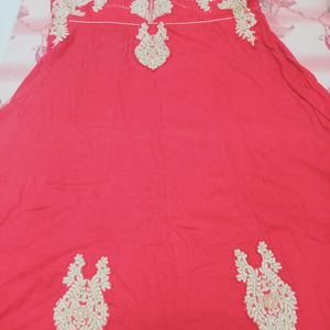 Red Colour Gown Cut Churidar